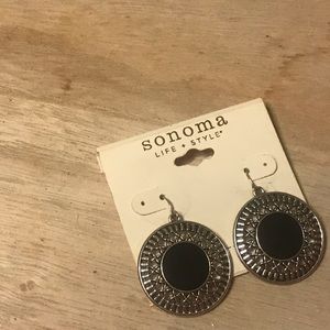 New Boho Circular Black And Silver Toned Earrings
